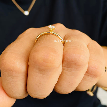 0.25 CT Lab Mono Diamond Solid Gold Ring