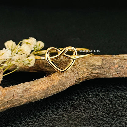 Solid Gold Dainty Twist Heart Ring
