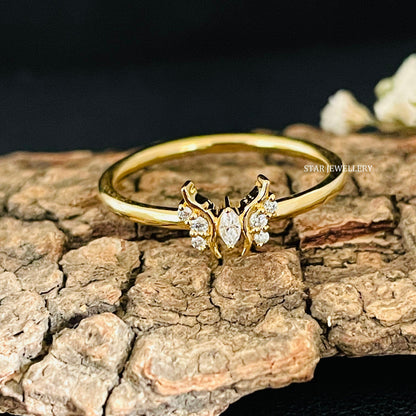 Lab Created CVD Diamond Butterfly Gold Ring for her