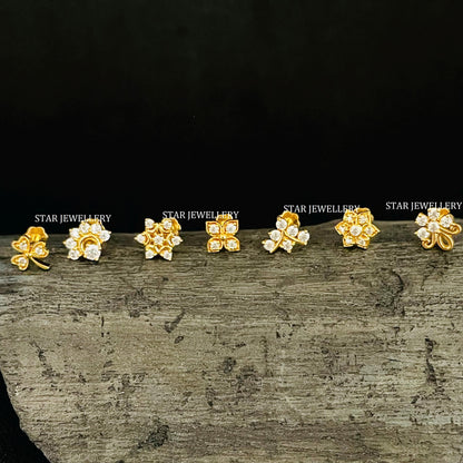 Natural Diamond Flower Stud for Nose Ear Piercing