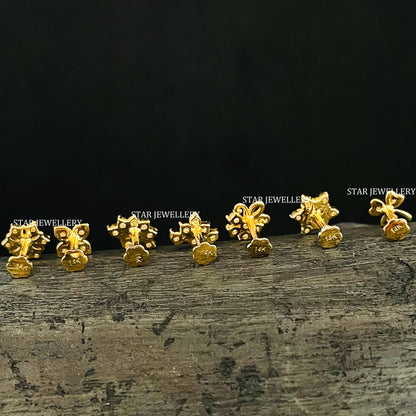 14K Gold Diamond Cluster Floral Threaded Nose / Ear Piercing