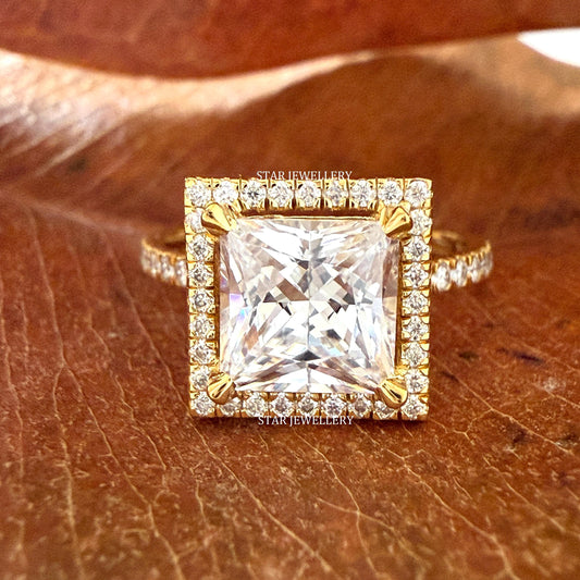 1 Ct Princess Cut Lab Diamond Halo Engagement Ring