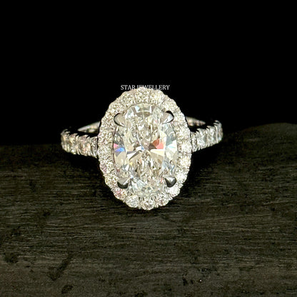 3.00 Ct IGI Certified Oval Cut White Gold lab Grown Diamond Engagement Ring
