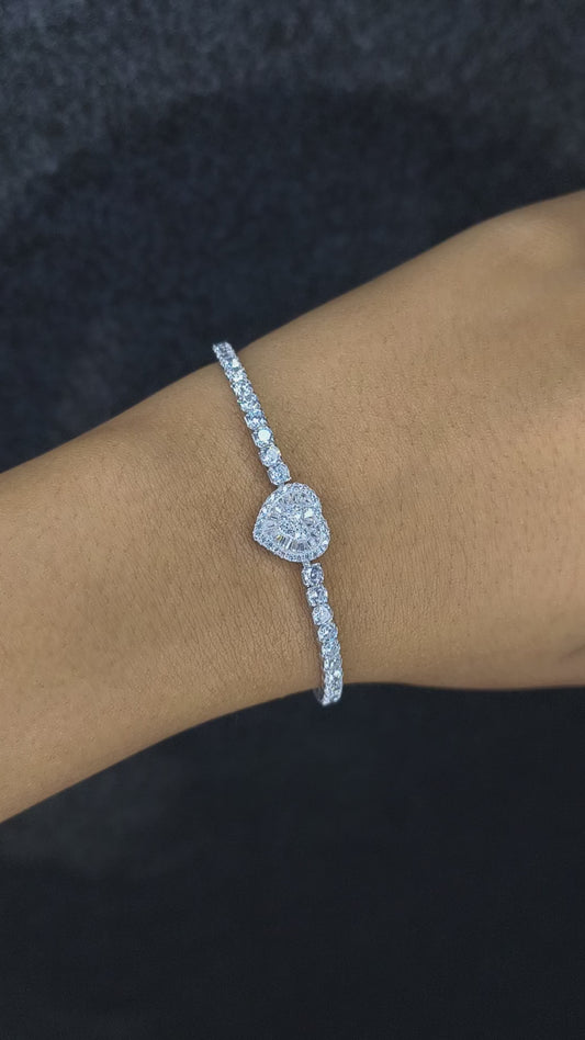 Silver Heart Tennis Bracelet