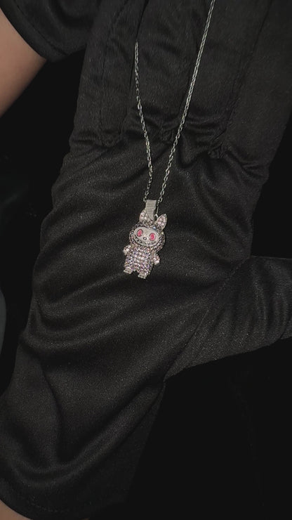 Silver Pink Labubu Necklace
