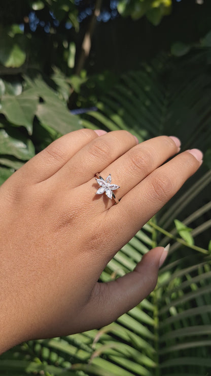 Silver White Bloom Ring