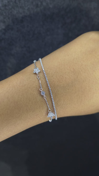 Silver Double Layer Star Bracelet