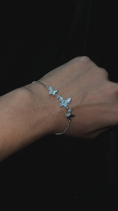 Silver Crystal Butterfly Friendship Bracelet
