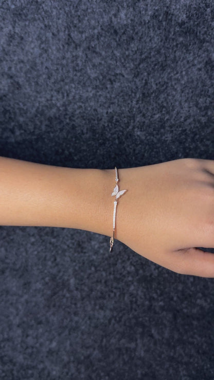 Rose Gold Plated Silver Butterfly Bracelet