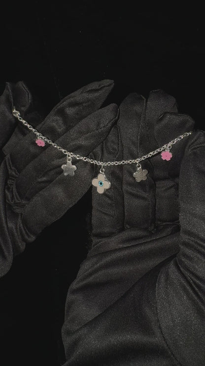 Silver Flower Charm Baby Barcelet