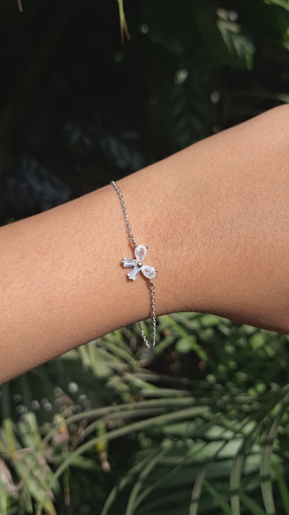 Silver White Bow Bracelet