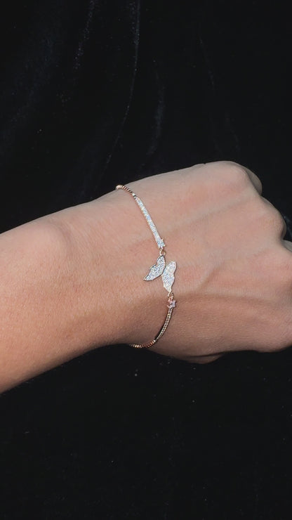 Rose Gold Plated Silver Butterfly Bracelet