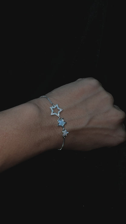 Silver Star Cluster Bracelet