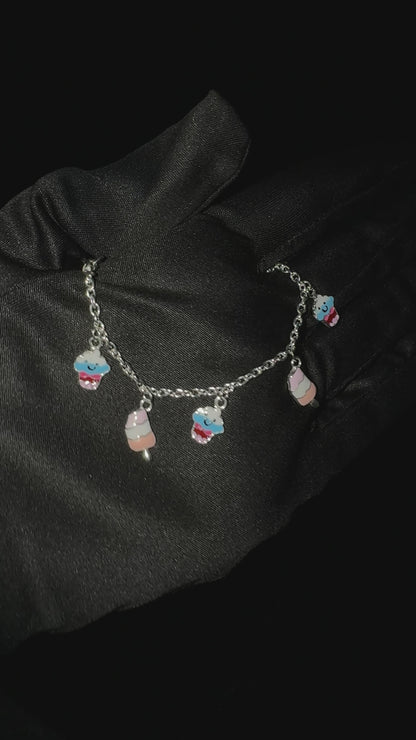 Silver Pastel Cupcake & Icecream Baby Bracelet