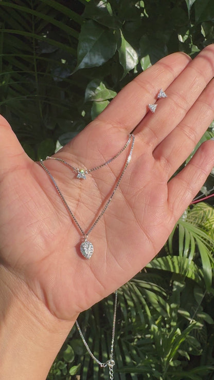 Silver Twin Layer Drop Necklace Set