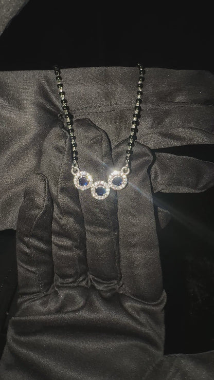 Silver Elegant TripleCircle Blue Mangalsutra