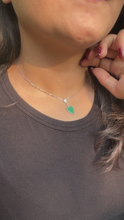 Silver Malachite Heart Necklace