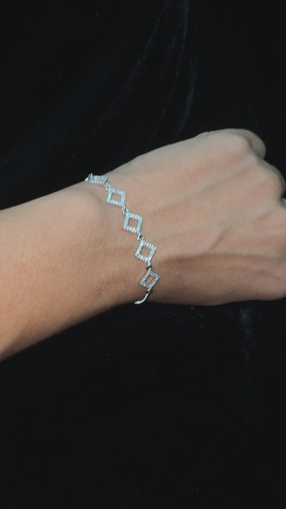 Silver Diamond Shaped Charm Bracelet