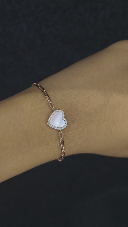 Rose Gold Plated Heart Link Bracelet