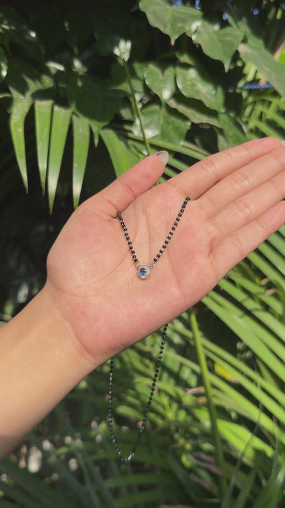 Silver Blue Stone Mangalsutra