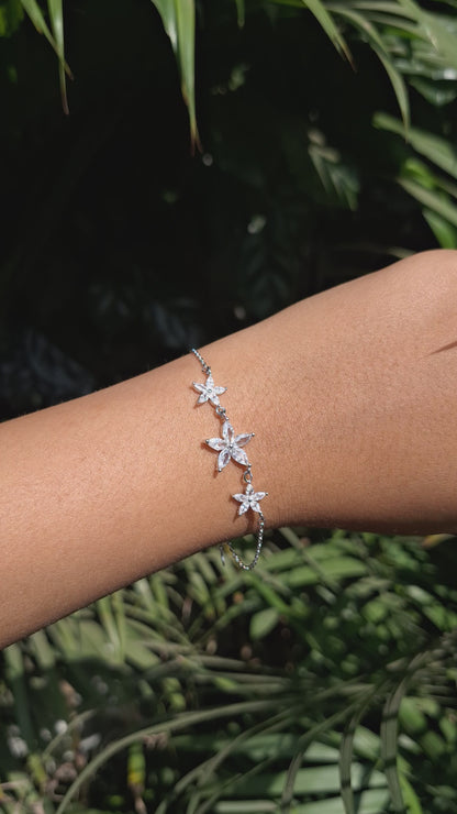 Silver White Bloom Bracelet