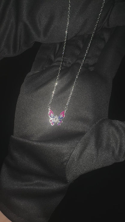 Silver Bi-Colour Butterfly Pendant