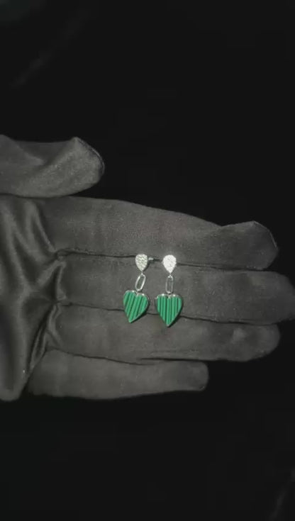 Silver Drop Heart Earrings Small