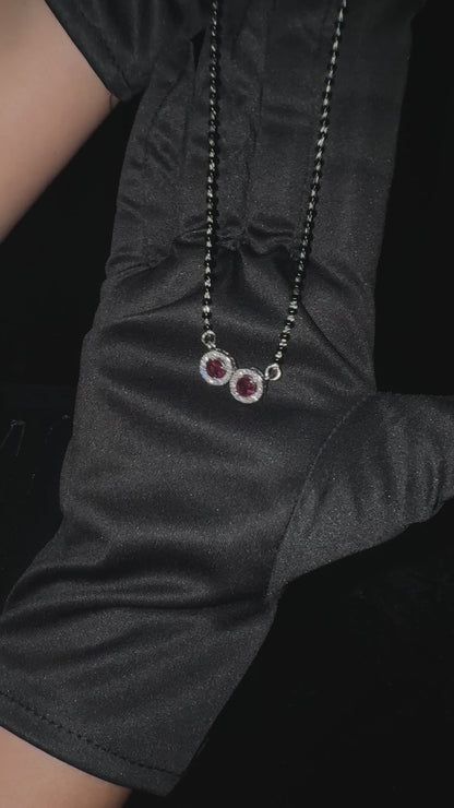 Silver Modern DoubleCircle Red Mangalsutra