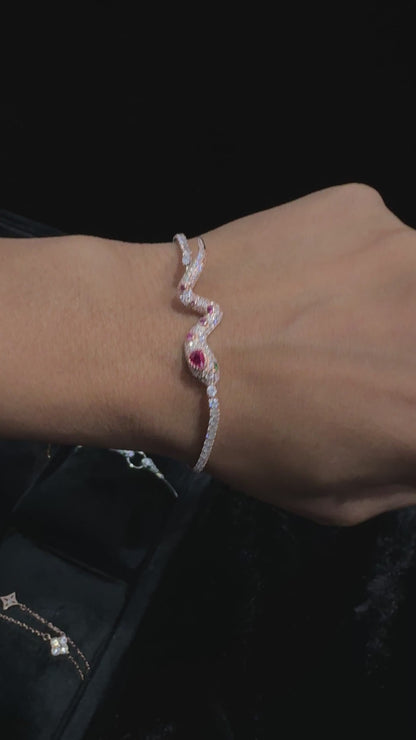 Rose Gold Plated Silver Serpent Head Bracelet