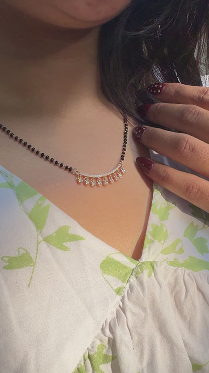 Rose Gold Plated Silver  Crystal Drop Mangalsutra
