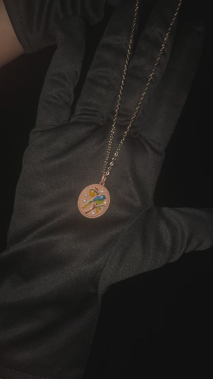 Rose Gold Plated Bird Coin Pendant