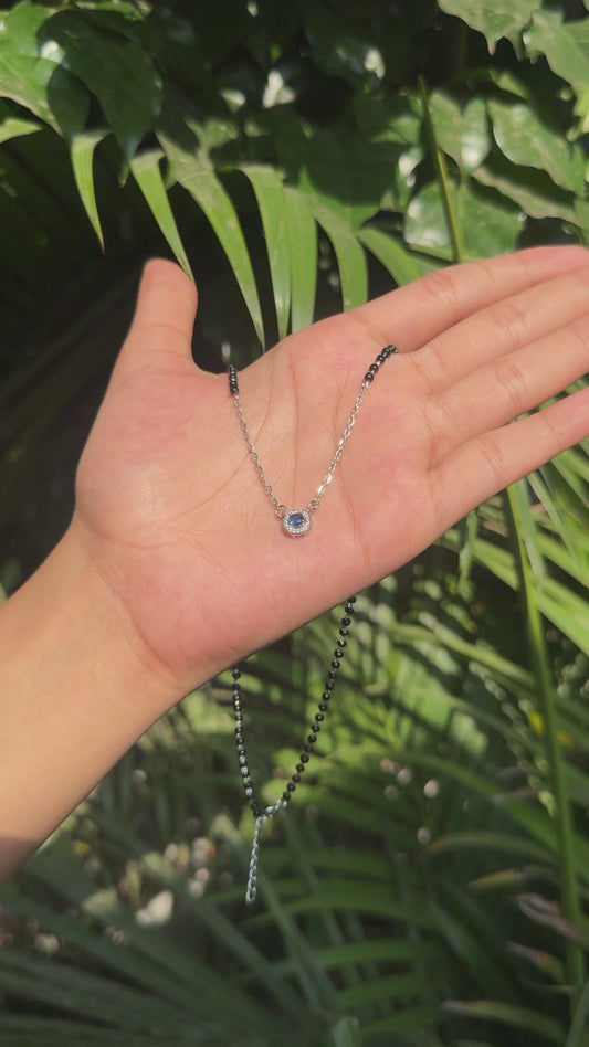 Silver Blue Stone With Chain Mangalsutra