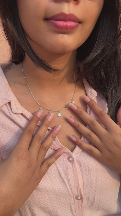 Silver Dewdrop Ruby Necklace