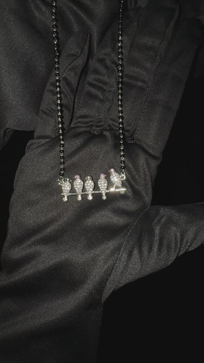 Silver Modern Embrace Pendant Mangalsutra