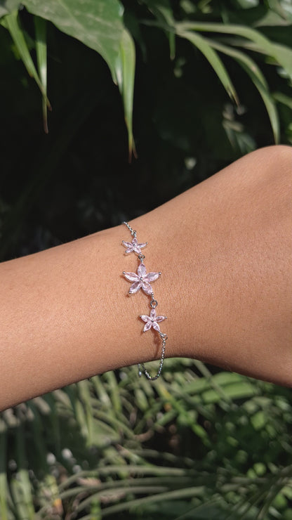 Silver Pink Bloom Bracelet