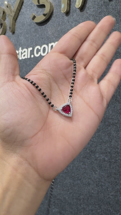 Silver Elegant Red Triangle Mangalsutra