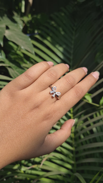 Silver White Bow Ring