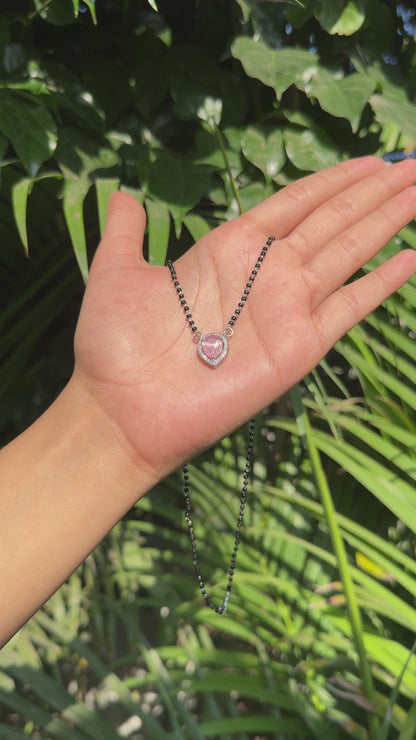 Silver Teardrop Pink Mangalsutra