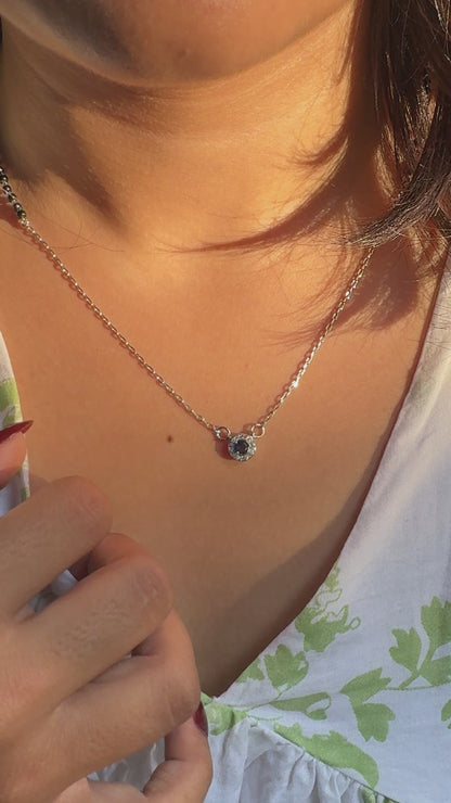 Silver Blue Stone With Chain Mangalsutra