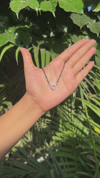 Silver Elegant Pink Triangle Mangalsutra