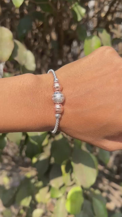 Silver & Rose Gold Bead Wire Bracelet