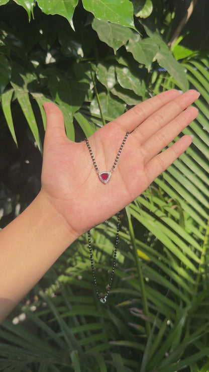 Silver Elegant Red Triangle Mangalsutra