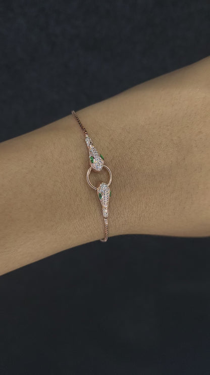 Rose Gold Plated Silver Serpent Head Bracelet