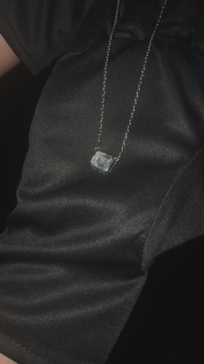 Silver Emerald Cut Pendant