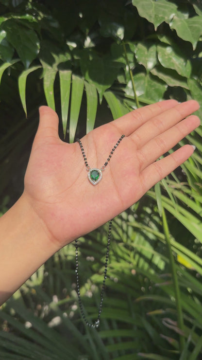 Silver Teardrop Green Mangalsutra