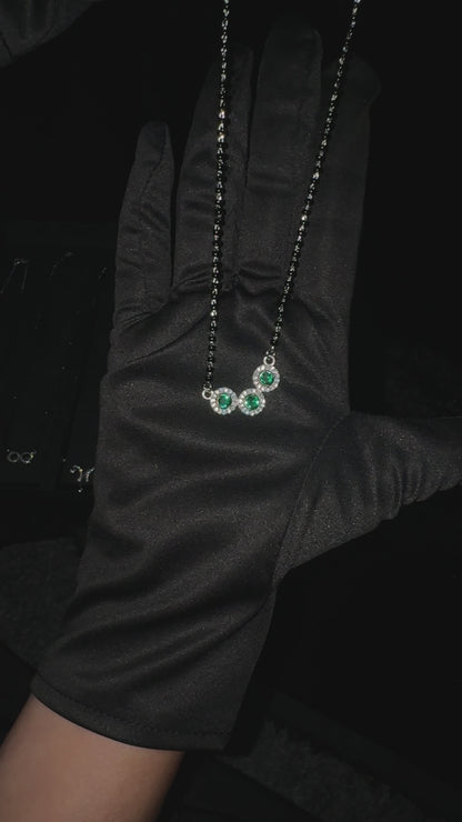 Silver Elegant TripleCircle Green Mangalsutra