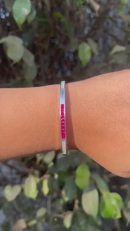 Silver Ruby Aura Crystal Bracelet