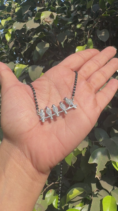 Silver Modern Embrace Pendant Mangalsutra