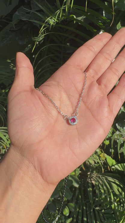 Silver Pink Stone With Chain Mangalsutra