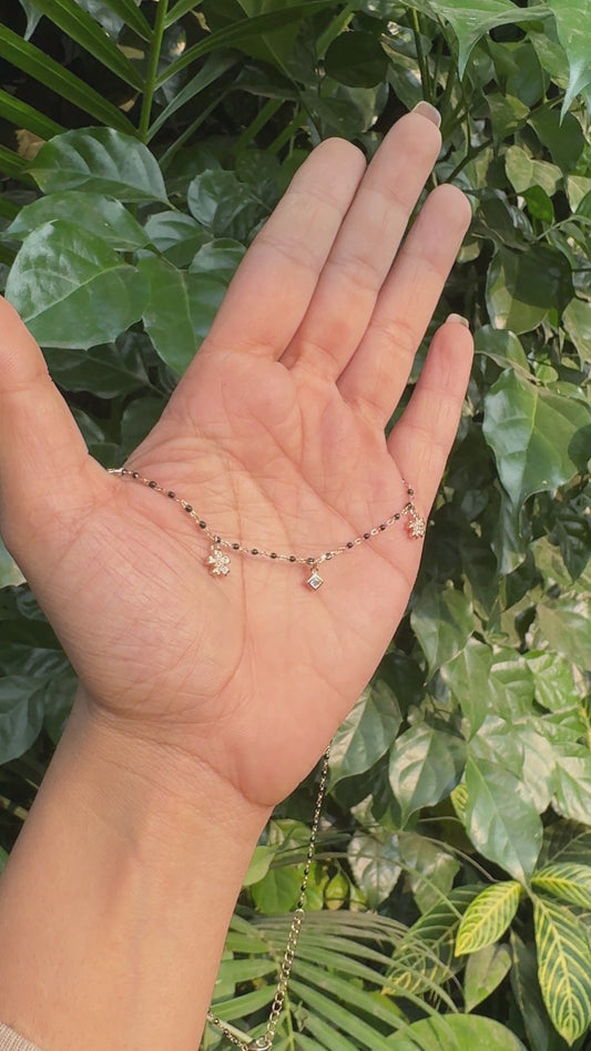 Rose Gold Plated Silver  Sunflower Spark Mangalsutra